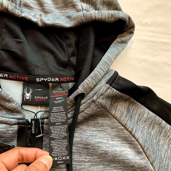 NWT Spyder Active Hoodie Sweatshirt Pullover Mens Small ProWEB Zip Fleece Lined - Picture 6 of 12